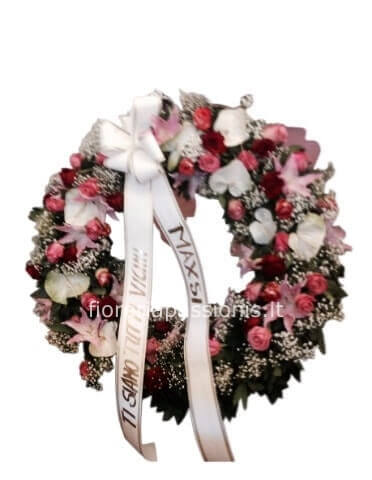 Corona funebre tonalità rosa